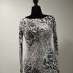 FREDERICKS ANIMAL PRINT STRETCH FABRIC BODYCON MINI DRESS WOMEN M
